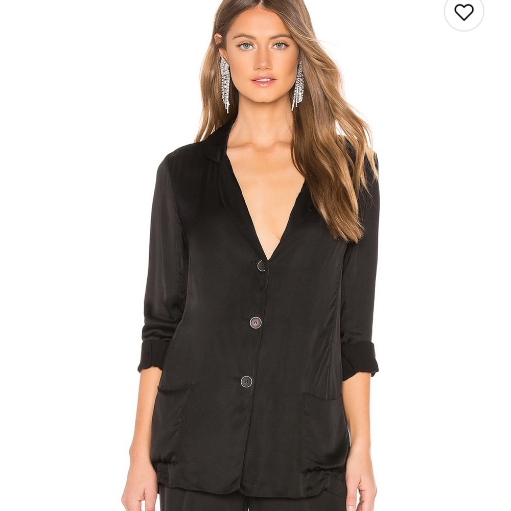 Velvet by Graham & Spencer Black Satin Blazer